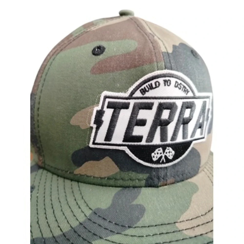 New Era Terra Hat Cap Snap Back One‎ Size Green Camo Patch Built To Dstry Mens